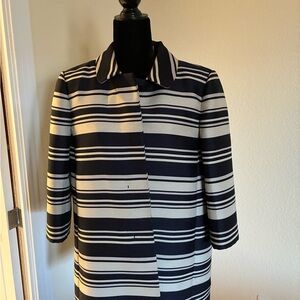 Ann Taylor Striped Blazer in Navy and Cream